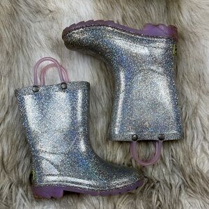 Western Chief Glitter Light-Up Rain Boots Pink Silver Size 10